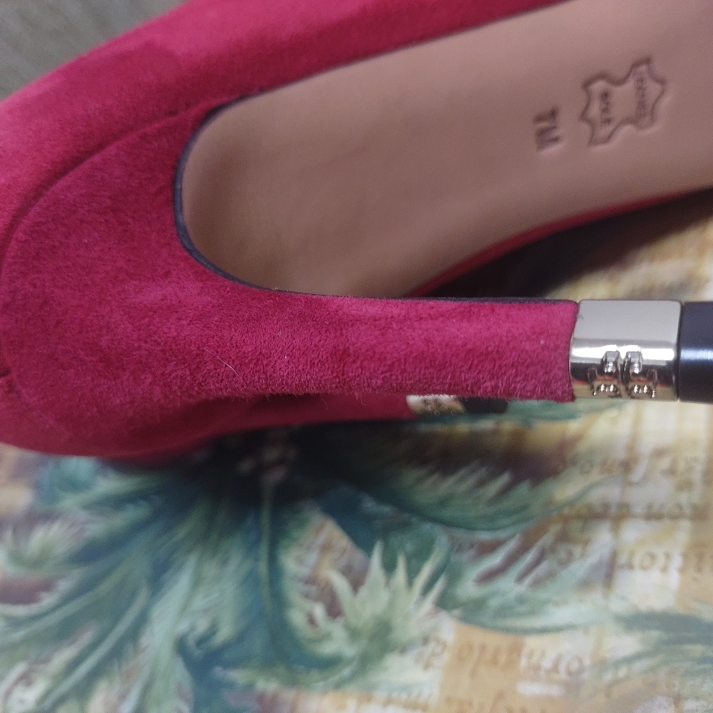 Tory Burch Red Suede Pointed-Toe Pump Classic High Heels Size 7M - Picture 8 of 14